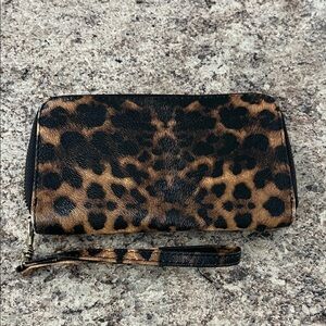 Leopard Print Wristlet Wallet
